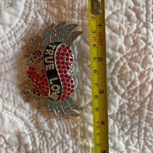 Rhinestone Winged Heart Pendant